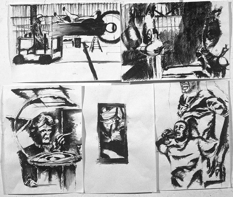 3rd-Year-Degree--Group-of-A2-drawings-in-pen-&-ink-wash-1996-97