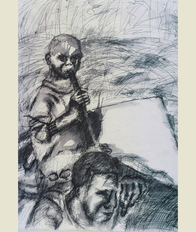 3rd-year-degree,-A2-drawing---Ink-Pen-&-Wash-on-paper-spring-1997