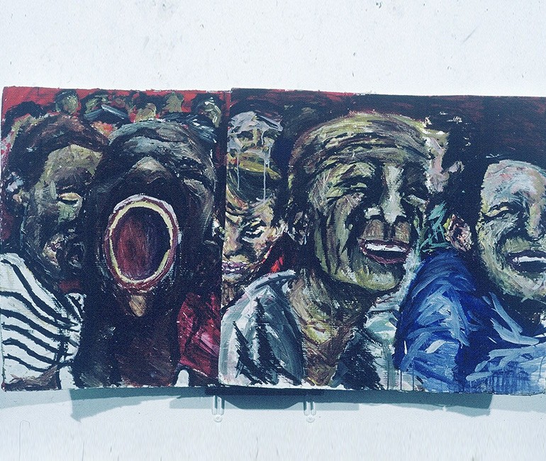 Policeman's-Ball---Acrylic-Paint-on-Cardboard-4ft-x-2.5ft-Summer-1995